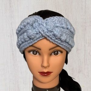 Chunky Crochet Ear Warmer Headband | Light Blue